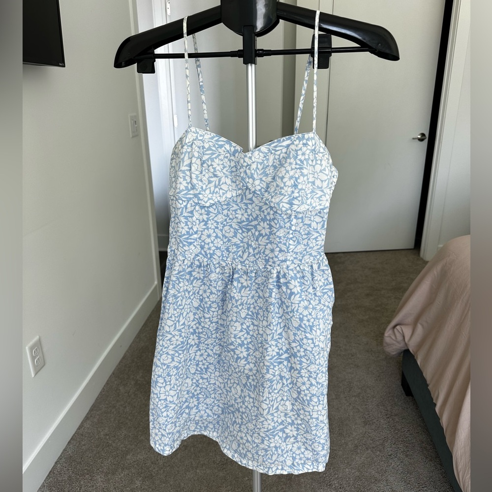 Blue and White Floral Dress